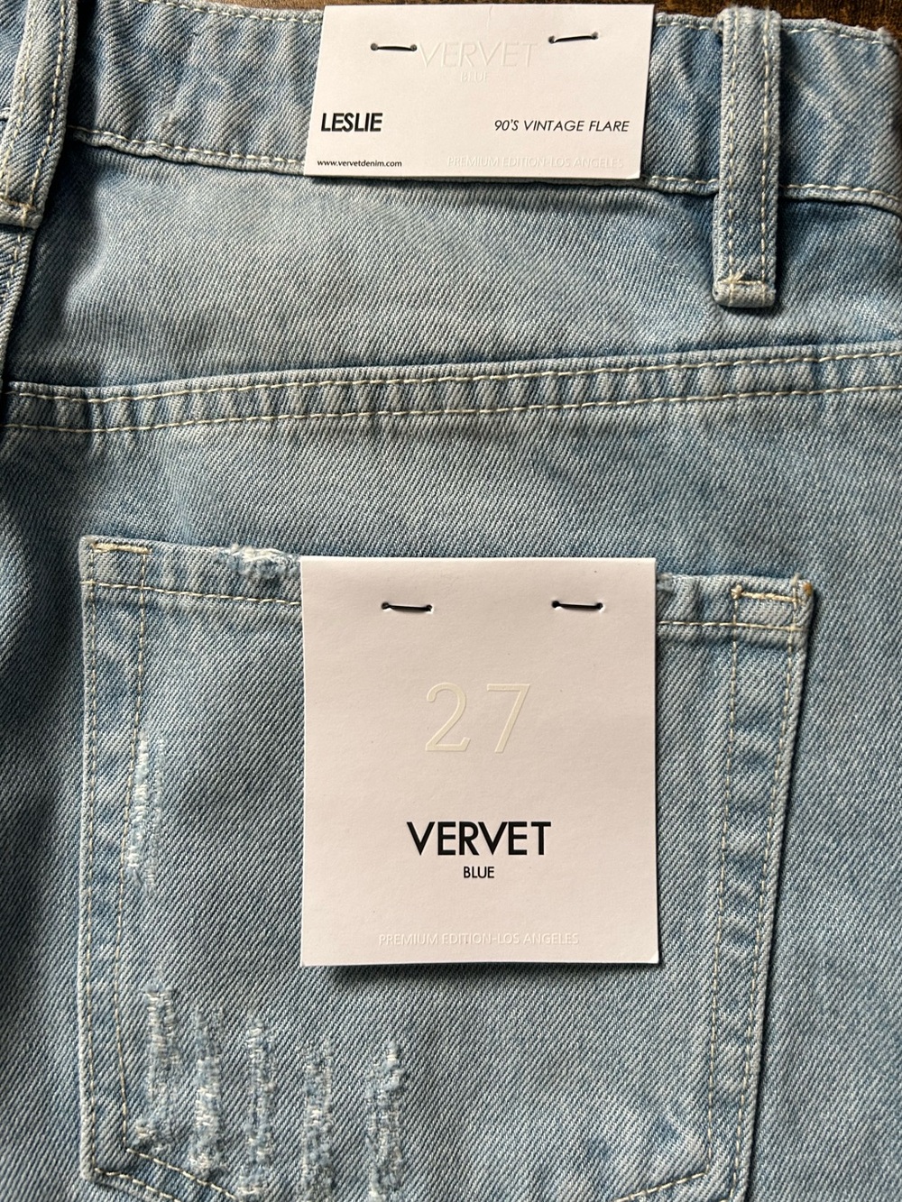 Vervet Blue Leslie Women’s 27 Distressed 90’s Vintage Flair NWT - Picture 7 of 7